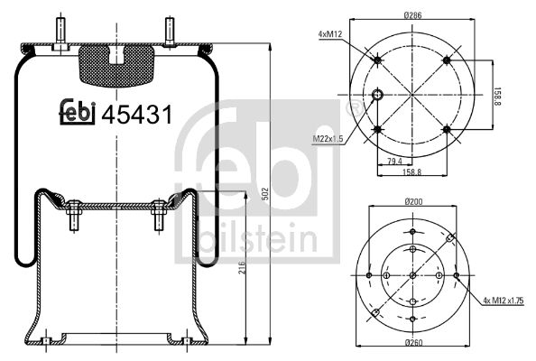 FEBI BILSTEIN dėklas, pneumatinė pakaba 45431